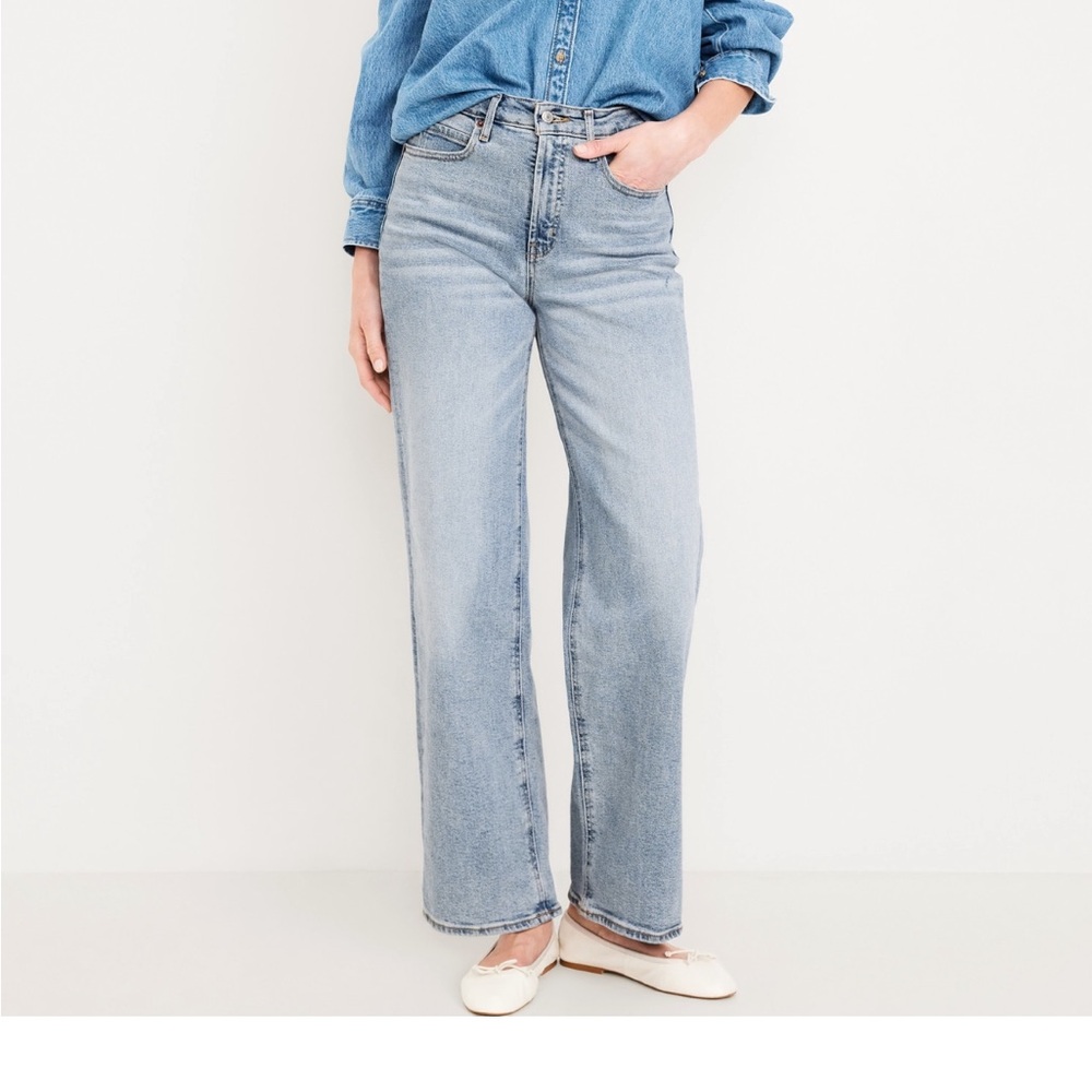 Old Navy Extra High-Rise Sky-Hi Wide sz16 Light Wash - Picture 2 of 4